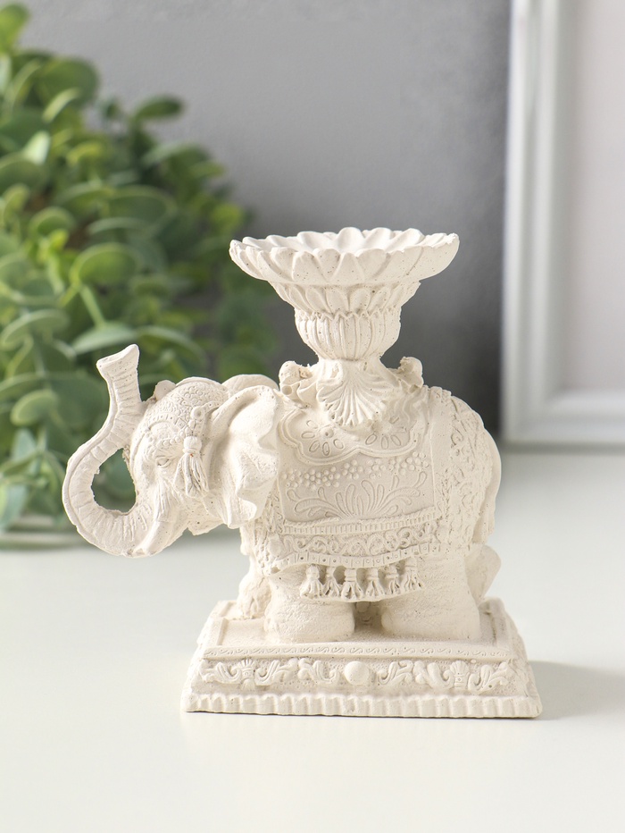 Подсвечник на 1 свечу «Слон индийский», 10×10×6 см, гипс