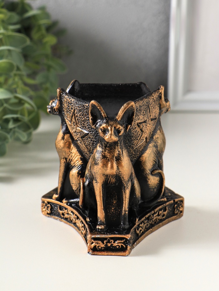 Подсвечник на 1 свечу «Сфинксы», 9×7×7 см, под бронзу винтаж
