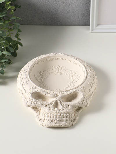 Подставка для мелочей «Череп резной», 24×18×3 см, гипс