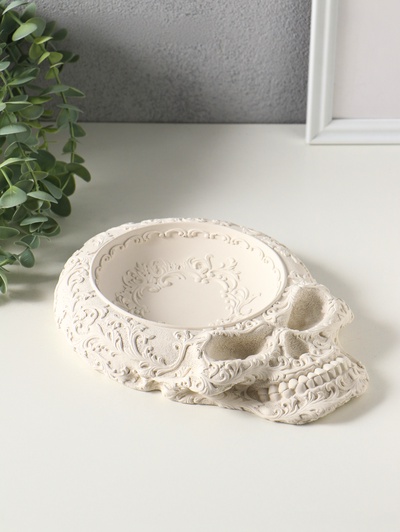 Подставка для мелочей «Череп резной», 24×18×3 см, гипс