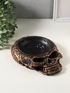 Подставка для мелочей «Череп резной», 24×18×3 см, чёрная и бронза - фото 809651068