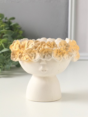 Подставка для мелочей «Девушка в цветах», 10×11 см, белая с позолотой