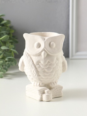 Подставка для мелочей «Сова на книгах с пером», 10×8 см, гипс
