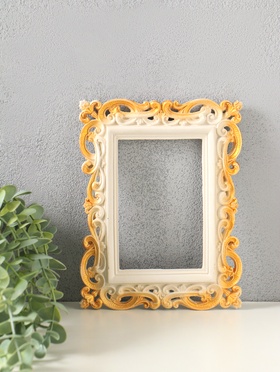 Рамка для фото 10×15 см, панно, картин «Елизавета», (внешний размер 20.5×15.5 см), белый с позолотой