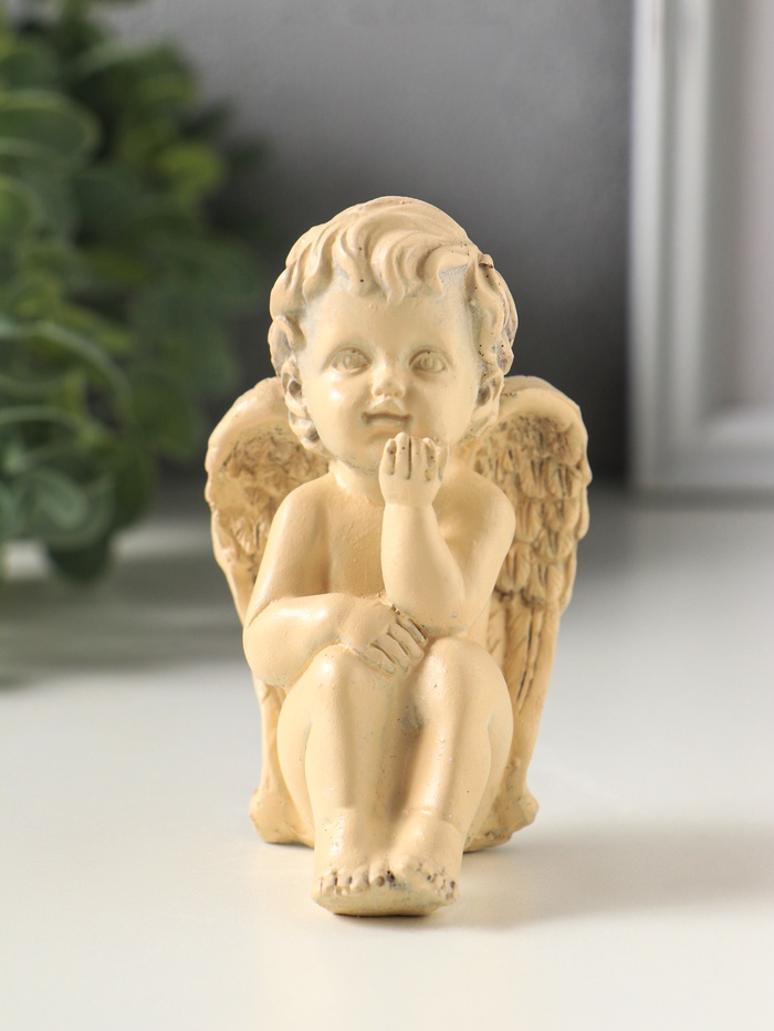 Фигурка гипс «Ангел мечтает», 10×5 см, слоновая кость