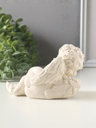 Фигурка гипс «Ангел с сердцем лежит», 8×12×7 см, белая с золотом - фото 809651231