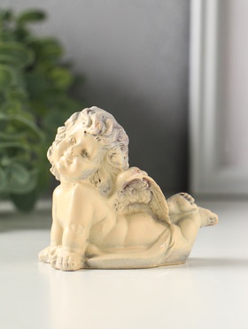Фигурка гипс «Ангелок лежит», 6.5 см, слоновая кость