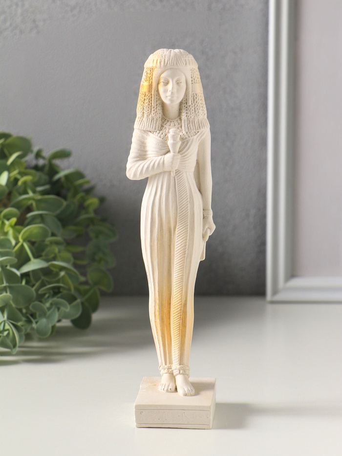Фигурка гипс «Богиня Египта», 19.5×4 см, белая с позолота