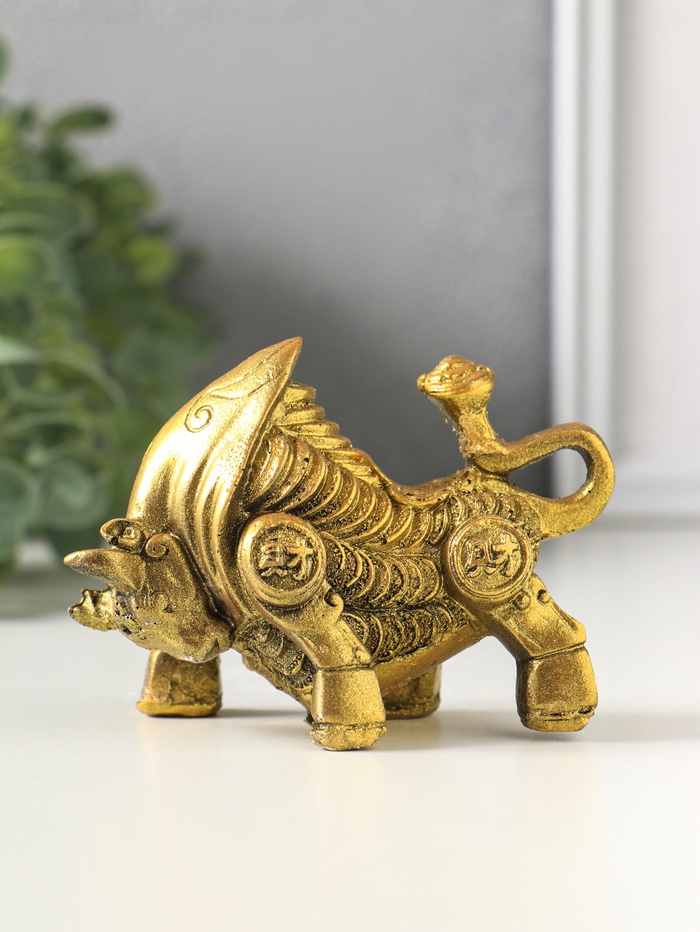 Фигурка гипс «Золотой телец», 6×9×5 см, под золото