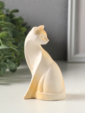 Фигурка гипс «Кошечка геометрия», 10.5 см, белая с позолотой