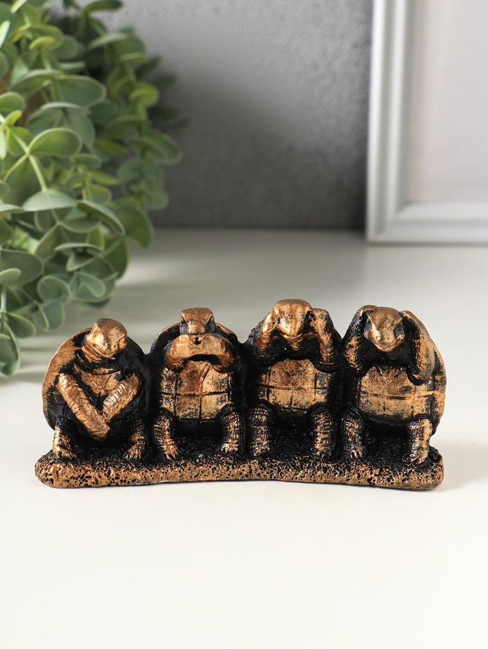 Фигурка гипс «Черепахи не вижу, не слышу, не говорю, не делаю», 13×6 см, под бронзу