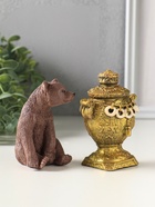 Набор фигурок 2 шт. «Медведь с самоваром», гипс, 11 см - фото 809651529