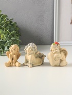 Набор фигурок 3 шт. «Милые ангелочки», гипс, 6 см, слоновая кость - фото 809651532