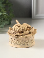 Шкатулка для украшений «Ангел в цветке», 7×7 см, слоновая кость - фото 809651537