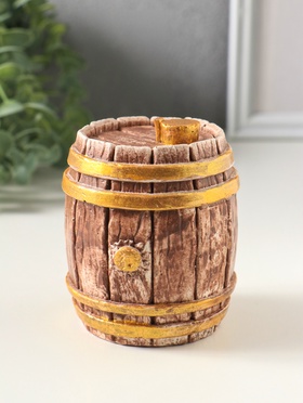 Шкатулка с крышкой для украшений «Бочка», 9×7×7 см, коричневая