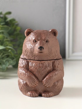 Шкатулка с крышкой для украшений «Медведь», 11×7 см, коричневая