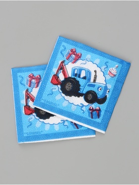 Салфетки бумажные, 24х24 см, 20 шт, Синий трактор