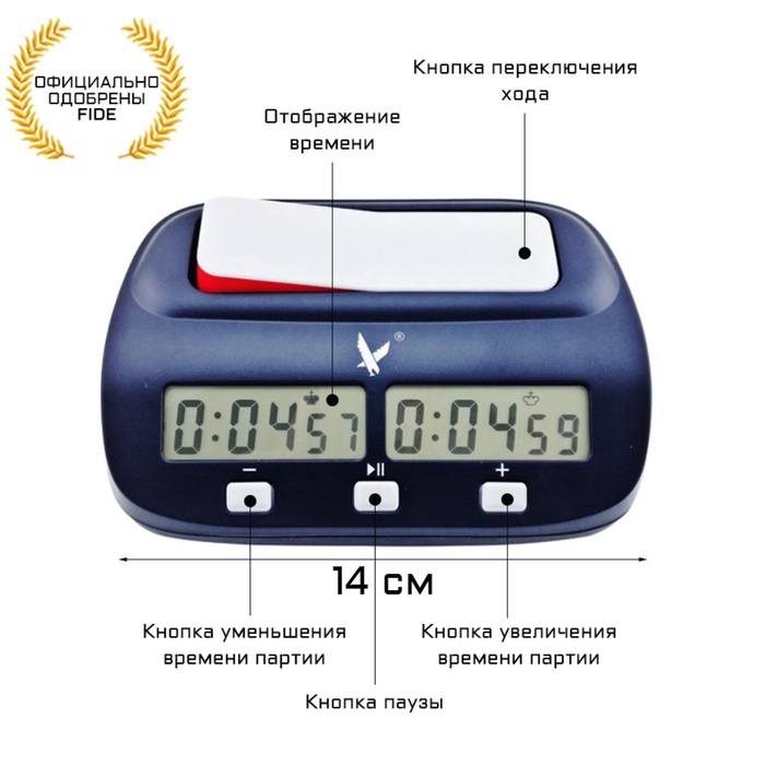 УЦЕНКА Шахматные часы, электронные, LEAP FIDE, KK9908, 14 х 9.3 х 5 см, 1 АА - Фото 1
