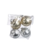 УЦЕНКА Набор шаров пластик d-10 см, 4 шт "Праздничный настроение блеск" серебро золото - Фото 4