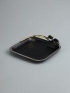 УЦЕНКА Блюдо сервировочное квадратное «Черные каллы» черное с золотом. нержав сталь 22×24×4 см 104 - Фото 2