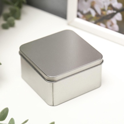 УЦЕНКА Шкатулка металл квадратная «Серебристая» 8×8 см