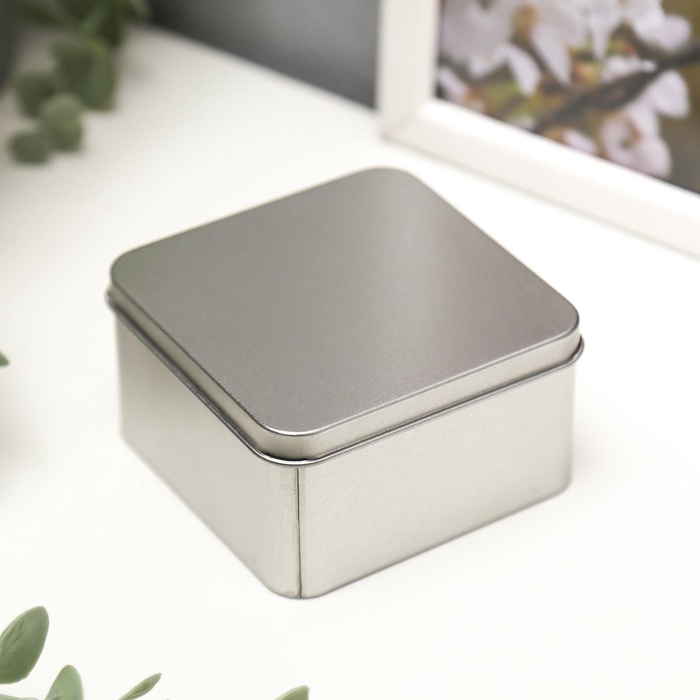 УЦЕНКА Шкатулка металл квадратная «Серебристая» 8×8 см - Фото 1