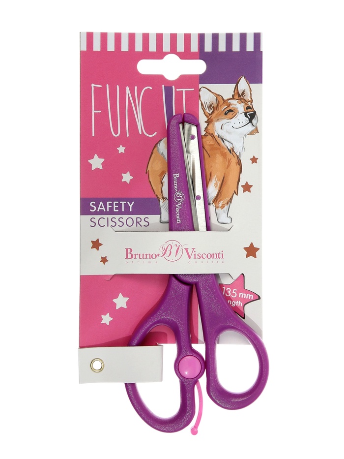 Ножницы детские «Корги», безопасные лезвия, возвратный механизм, 13.5 см