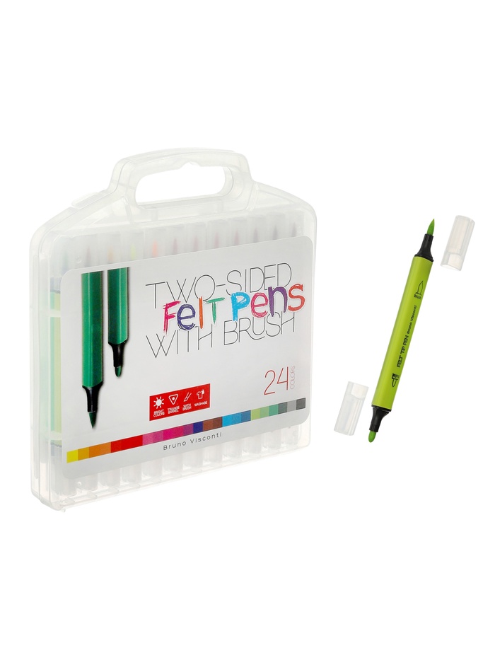 Фломастеры-кисточки двусторонние 24цв 