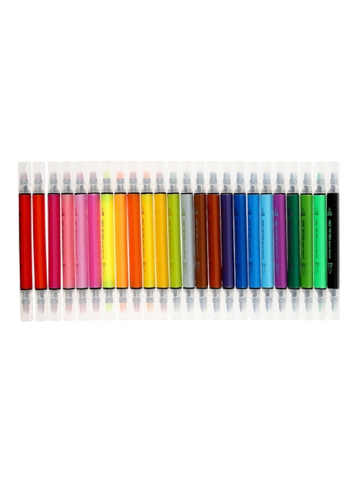 Фломастеры-кисточки 24 BRIGHT, COLORS, двусторонние, в пластиковом пенале
