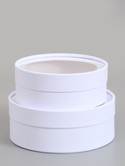 Подарочный набор коробок 2 в 1 круглых, «Белая» с окном, 21×7 - 18×6 см - фото 809652019