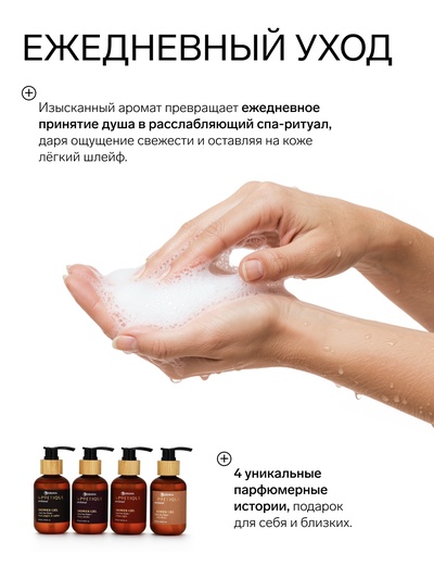 Набор парфюмированных гелей для душа: аромат: Arabian night, Cherry smoke, Vanilla blend, Black pepper, 4×120 мл, laPOETIQUE