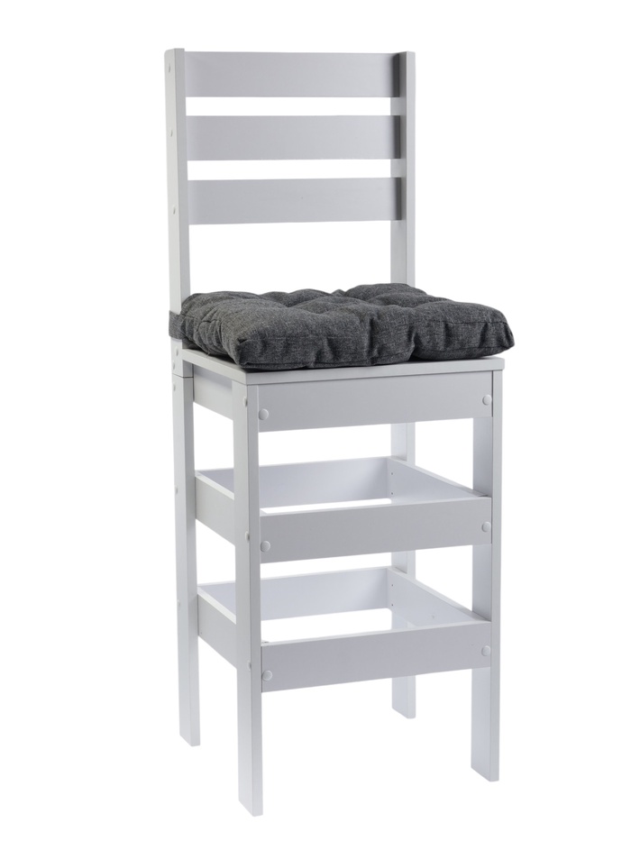 Стул барный с мягким сиденьем «Кантри», цвет белый/серый - Фото 1