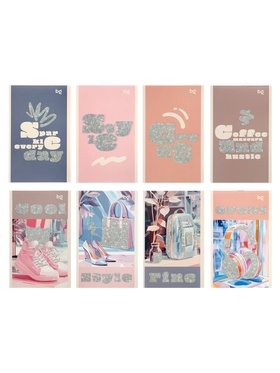 Блокнот А6 «Блестящий стиль», 32 листов в клетку, на скрепке, глиттер, МИКС