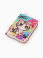 УЦЕНКА Кошелек дет 07-01-01 Июнь2546 кот, 8,5*2,5*10,5 см, 2 отд+отд/молн, д/карт, разноцветный 10 - Фото 2