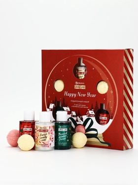 URAL LAB Винтер Мелоди Набор Happy New Year , 3 геля для душа и 3 бомбочки для ванны