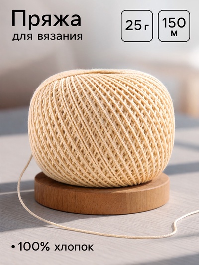 Нитки вязальные «Ирис» 150 м/25 г, 100% мерсеризованный хлопок