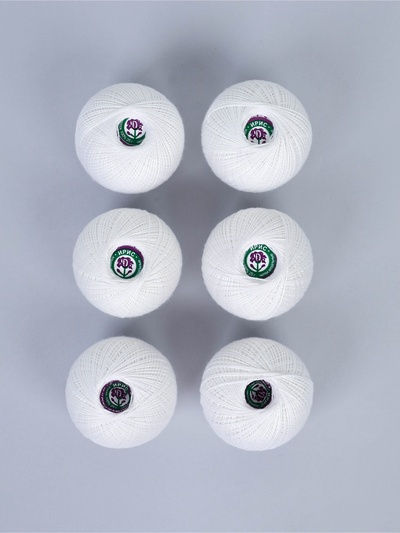 Нитки вязальные "Ирис" 150м/25г 100% мерсеризованный хлопок Набор 6шт (0101)