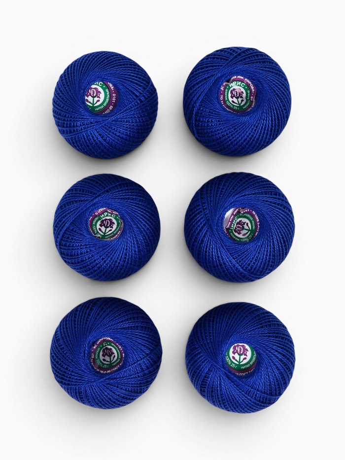 Нитки вязальные «Ирис» 150 м/25 г 100% мерсеризованный хлопок, 6 шт.