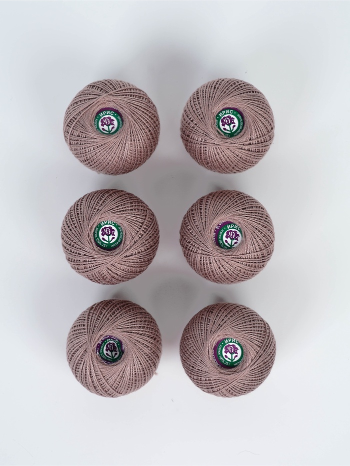 Нитки вязальные "Ирис" 150м/25г 100% мерсеризованный хлопок Набор 6шт (6404) - Фото 1
