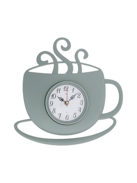 Часы настенные интерьерные «Чашка с дымком», 31.5×30.5 см, бесшумные, зелёные