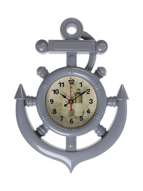 Часы настенные интерьерные «Якорь», бесшумные, плавный ход, 38×27.5 см, d=12 см, серые