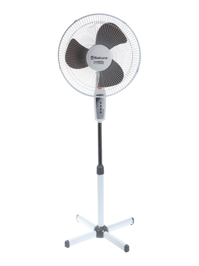 Вентилятор напольный Sakura SA-16G, осевой, 40 Вт, 40 см, 3 режима, таймер, с пультом, бело-серый