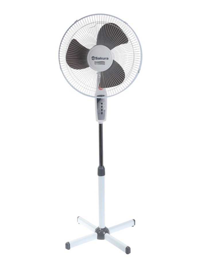 Вентилятор напольный Sakura SA-16G, осевой, 40 Вт, 40 см, 3 режима, таймер, с пультом, бело-серый - Фото 1