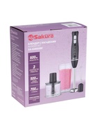 Блендер Sakura SA-6266SBK, погружной, 600 Вт, 2 скорости, стакан 0.7 л, чоппер 0.5 л, венчик - Фото 10