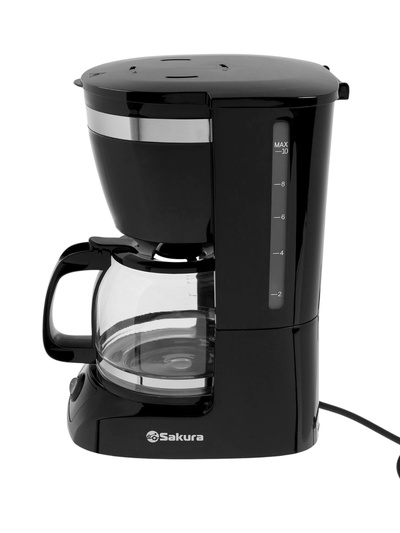Кофеварка Sakura SA-6109BK, капельная, 800 Вт, 1.25 л, чёрная