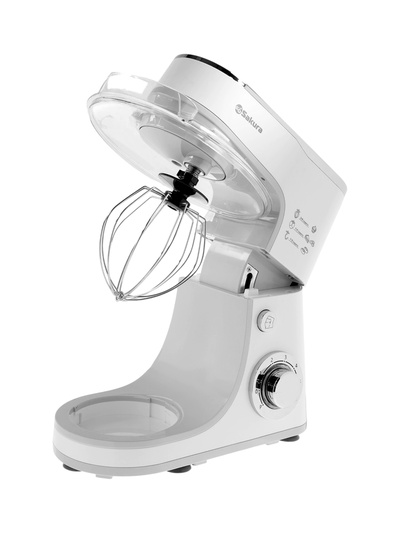 Миксер планетарный Sakura SA-6332W, 1300 Вт, 6 скоростей, чаша 5 л, 3 насадки, белый
