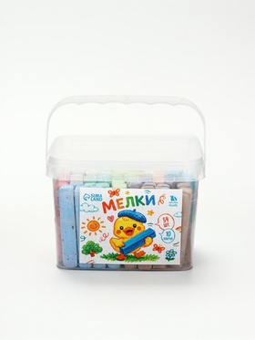 Мелки для асфальта, 54 штуки, 10 цветов, брусок в ведёрке, ArtFox STUDY