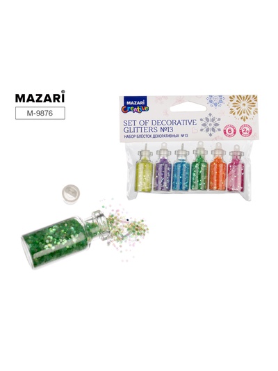 Блёстки декоративные набор, 6 цветов × 2 г