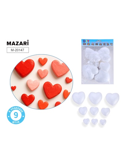 Заготовки для декорирования «Сердца из пенопласта», полистирол, 9 шт.