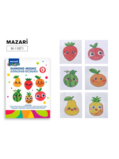 Алмазная мозаика «Фрукты», на стикере, 6 шт. в наборе